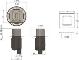 Душевой трап Berges Wasserhaus Platz Uno 090070 15х15 Матовый хром